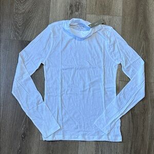 J. Crew White Long Sleeve Mock Neck Shirt lightweight